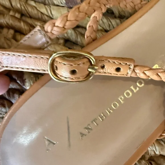 Anthropologie Joelle Braided Tan Slingback Sandals - Picture 5 of 6